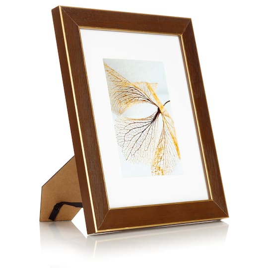 8 Pack: Walnut & Gold Trim Frame with Mat